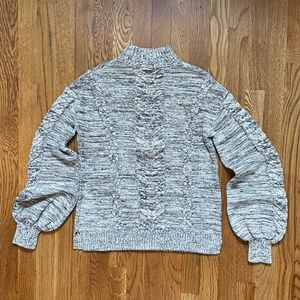 GAP Mockneck Sweater with Puff Sleeves Grey Size Small Tall